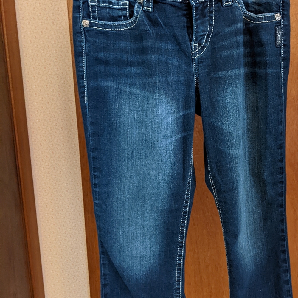 Silver Jeans Dark Blue Skinny Jeans with Contrast Back Pocket Stitching - Picture 2 of 5